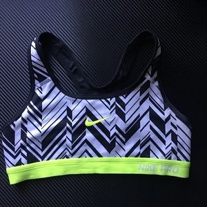 Rare Pattern Nike Neon/Blck/Wht Sports Bra Sz Med